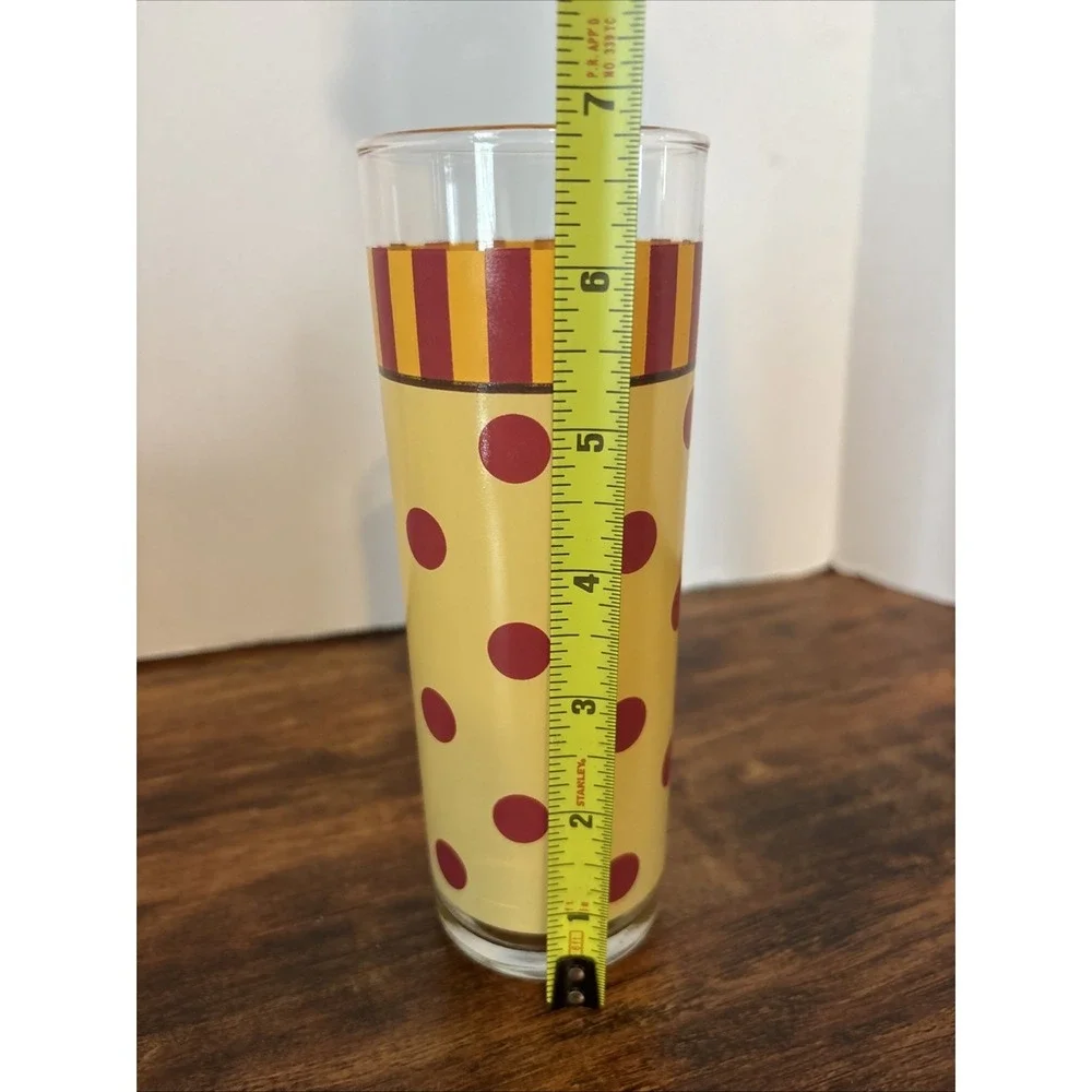 Set 2 Retro MCM Polka Dot Striped Yellow And Red‎ Drinking Glasses Gail Pittman